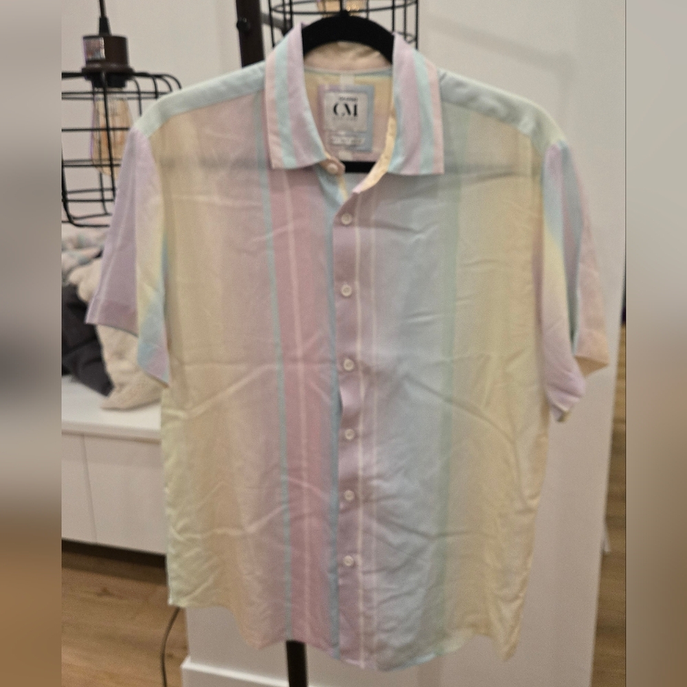 Men's Multicolor Striped Button Down Shirt